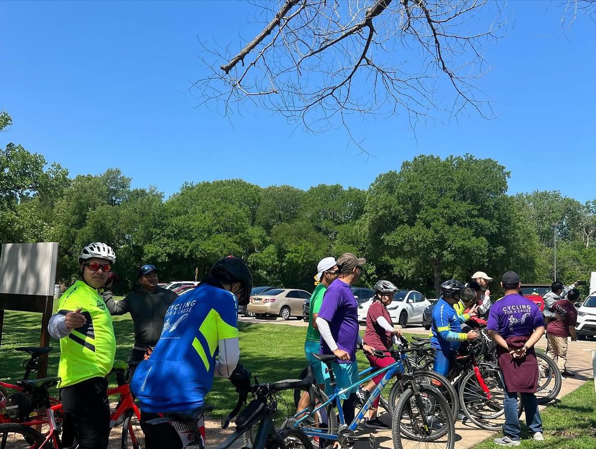 Riders gathering before Cycling for a Cause